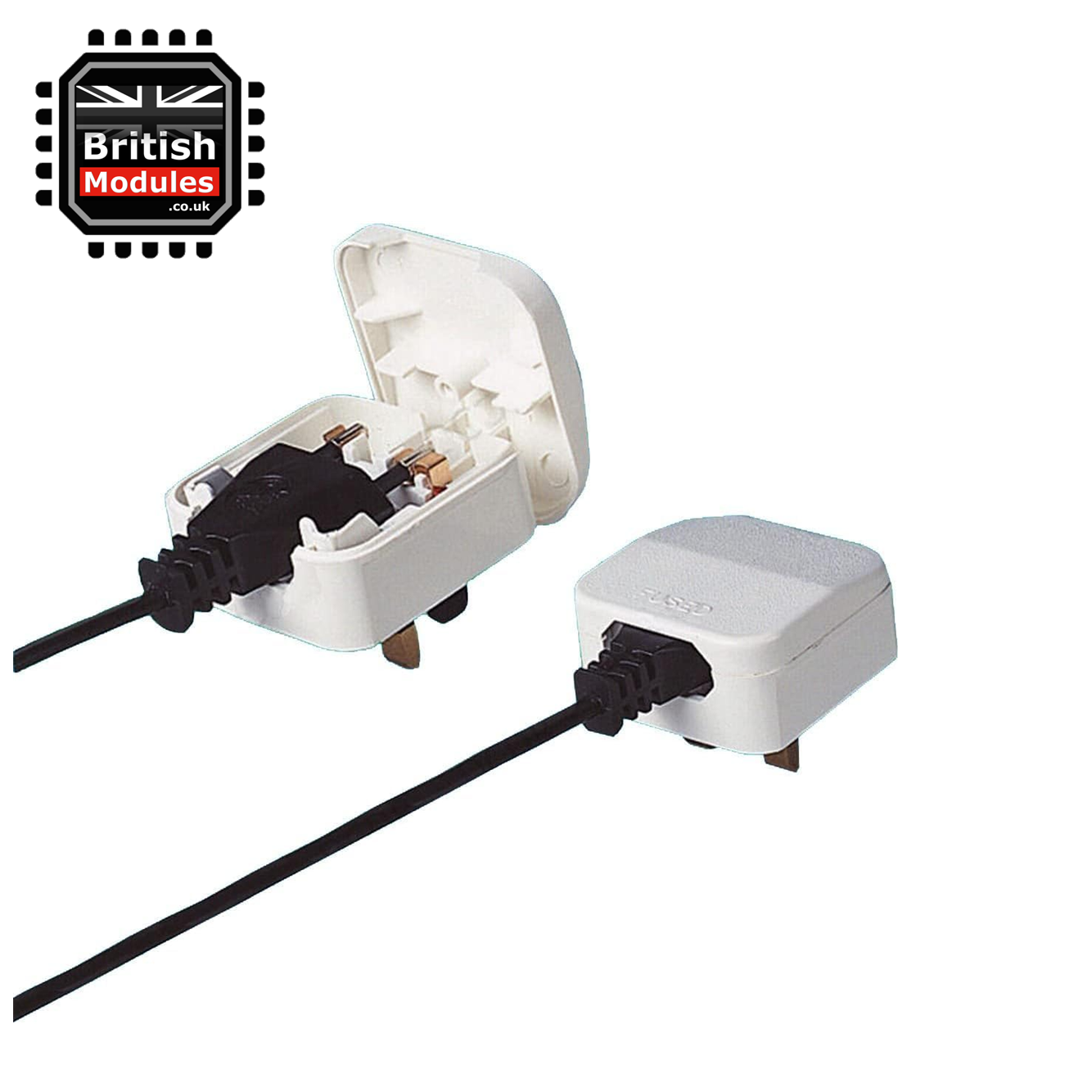 EU 2 Pin Plug to UK Mains Plug White Converter with 5A Fuse