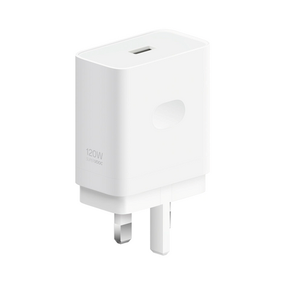 Oppo SUPERVOOC 120W Power Adapter Type-A 3 Pin UK Charger Plug with USB-A to USB-C Cable 1M