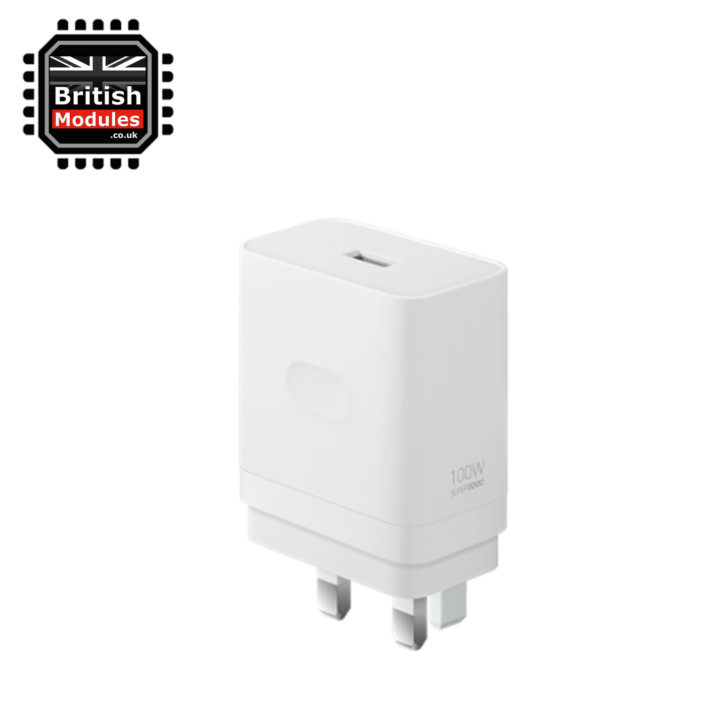 Oppo SUPERVOOC 100W Power Adapter Type-A 3 Pin UK Charger Plug with USB-A to USB-C Cable 1M