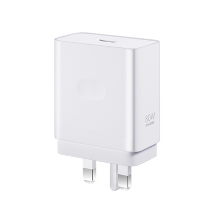 Oppo SUPERVOOC 80W Power Adapter Type-A 3 Pin UK Charger Plug with USB-A to USB-C Cable 1M