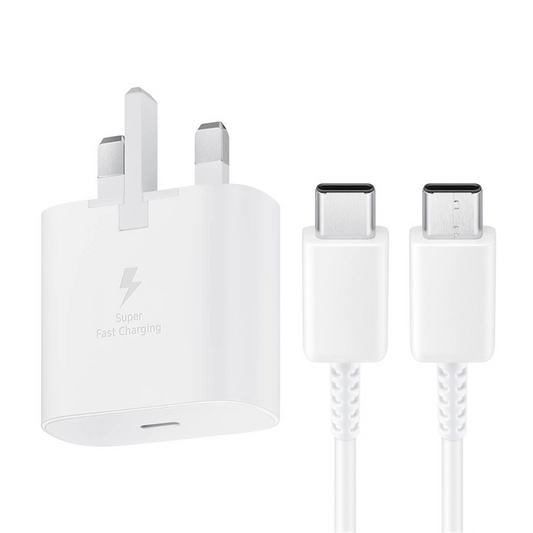 Samsung 15W USB C Mains Charger Adapter UK with C to C Cable white