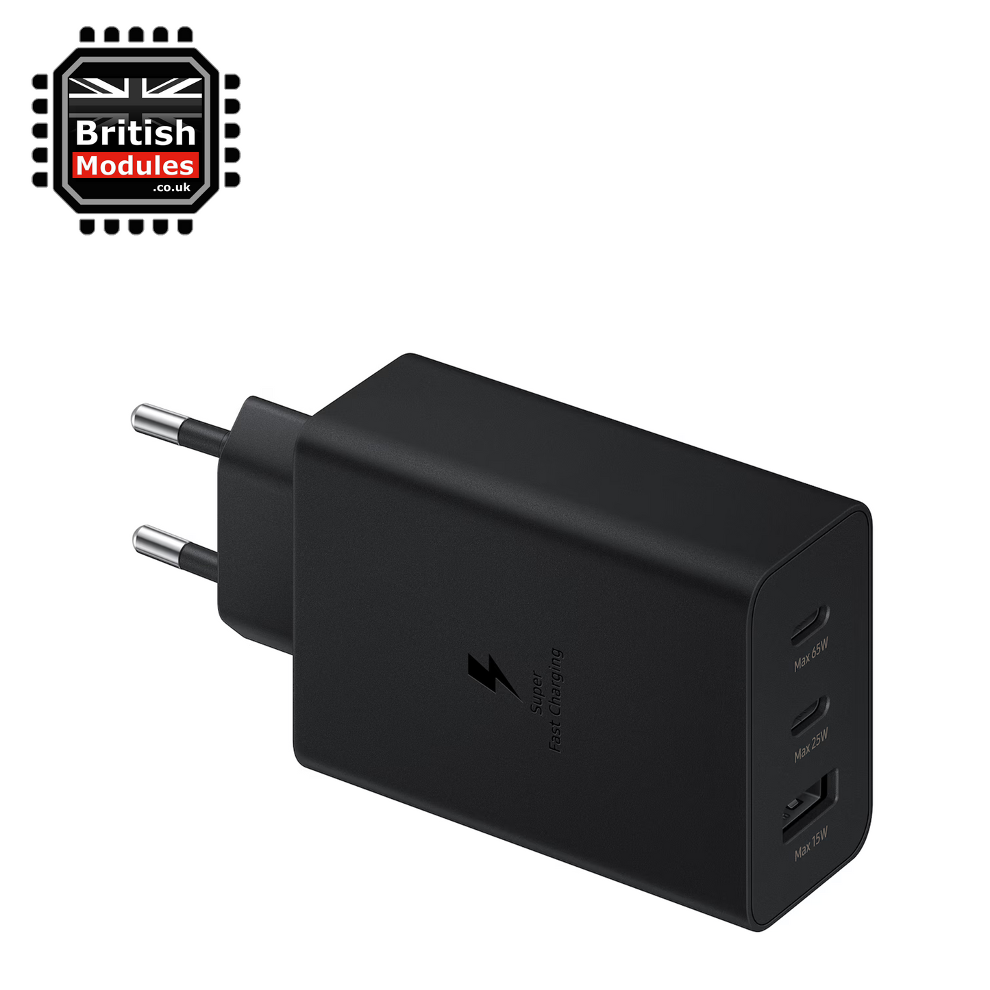 Samsung 65W Trio Universal Power Adapter EU 2 Pin EP-T6530 Black (1M USB-C Cable)