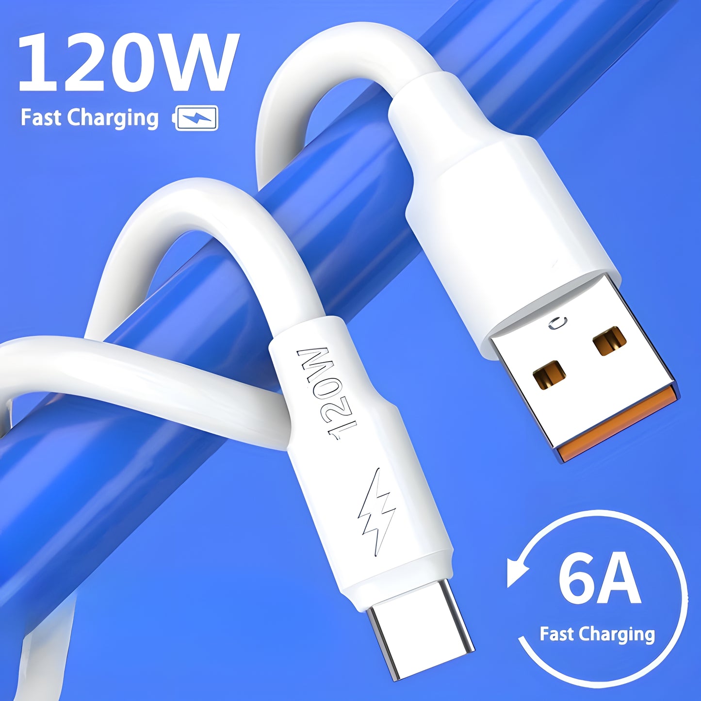 USB Type-C Cable 120W 6A SuperVOOC Fast Charging for OPPO OnePlus Xiaomi RealMe