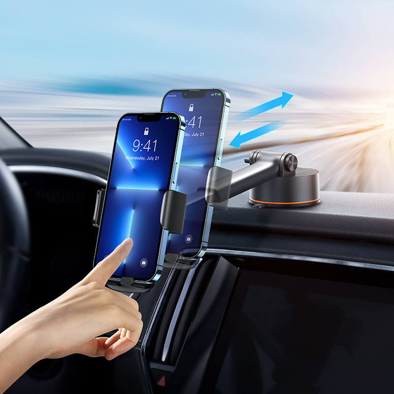 Universal Car Phone Holder with Adjustable Suction Cup & Controlled Cl ...