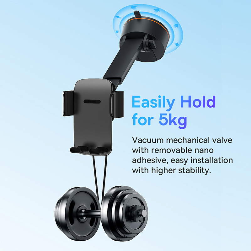 Universal Car Phone Holder with Adjustable Suction Cup & Controlled Cl ...