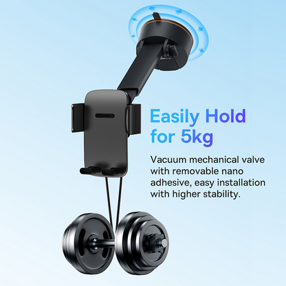 Universal Car Phone Holder with Adjustable Suction Cup & Controlled Clamp for Windscreen & Dashboard Mounting with 360 Rotation Arm
