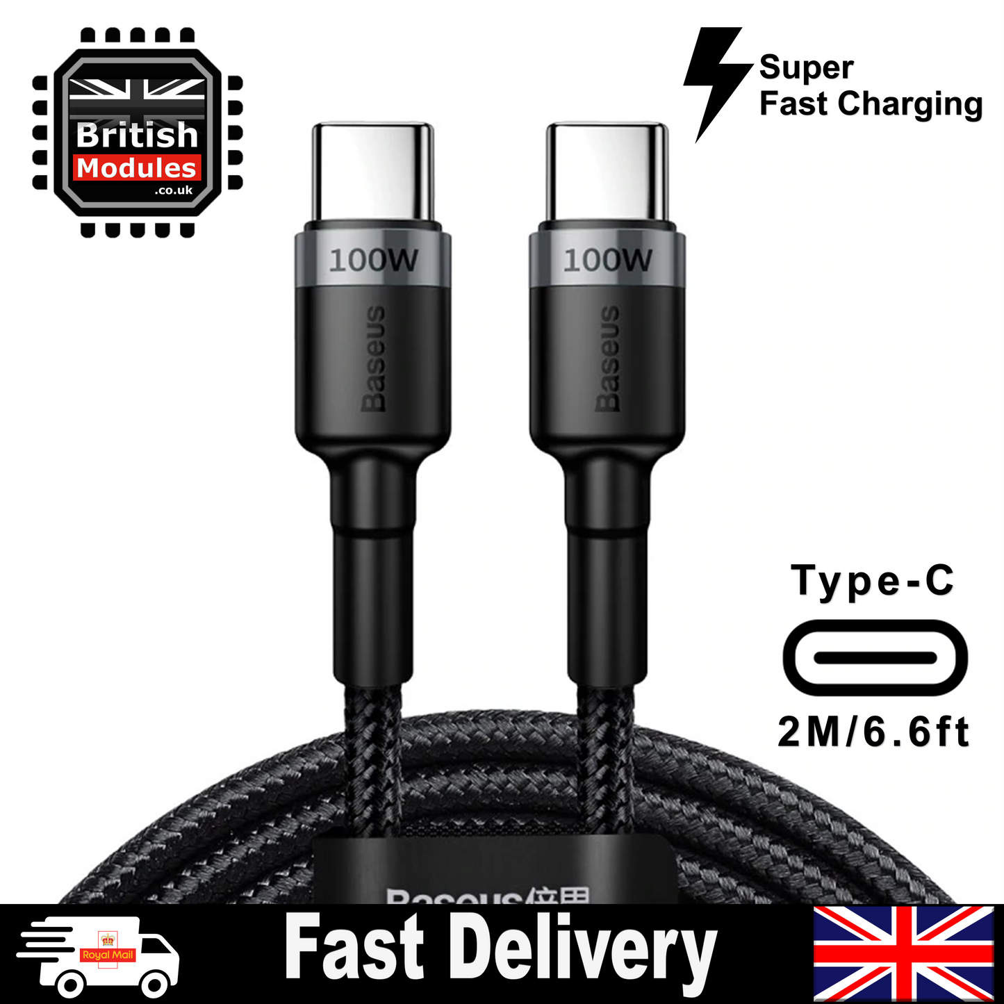 2M USB C To Type C Cable Super Fast Charger 20V/5A PD 100W 4.0 for Samsung MacBook iPad iPhone