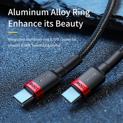 2M USB C To Type C Cable Super Fast Charger PD 100W for Samsung iPhone MacBook iPad Black/Red