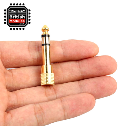 3.5mm Jack Female 1/8” to 6.3mm Jack Male Stereo 1/4” Audio Adapter Converter Gold Plated