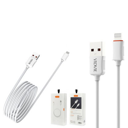 3M VidVie Apple Lightning to USB Cable for iPhone 11 X XR XS Max Charger / iPad Cable Durable Flexible Rubber