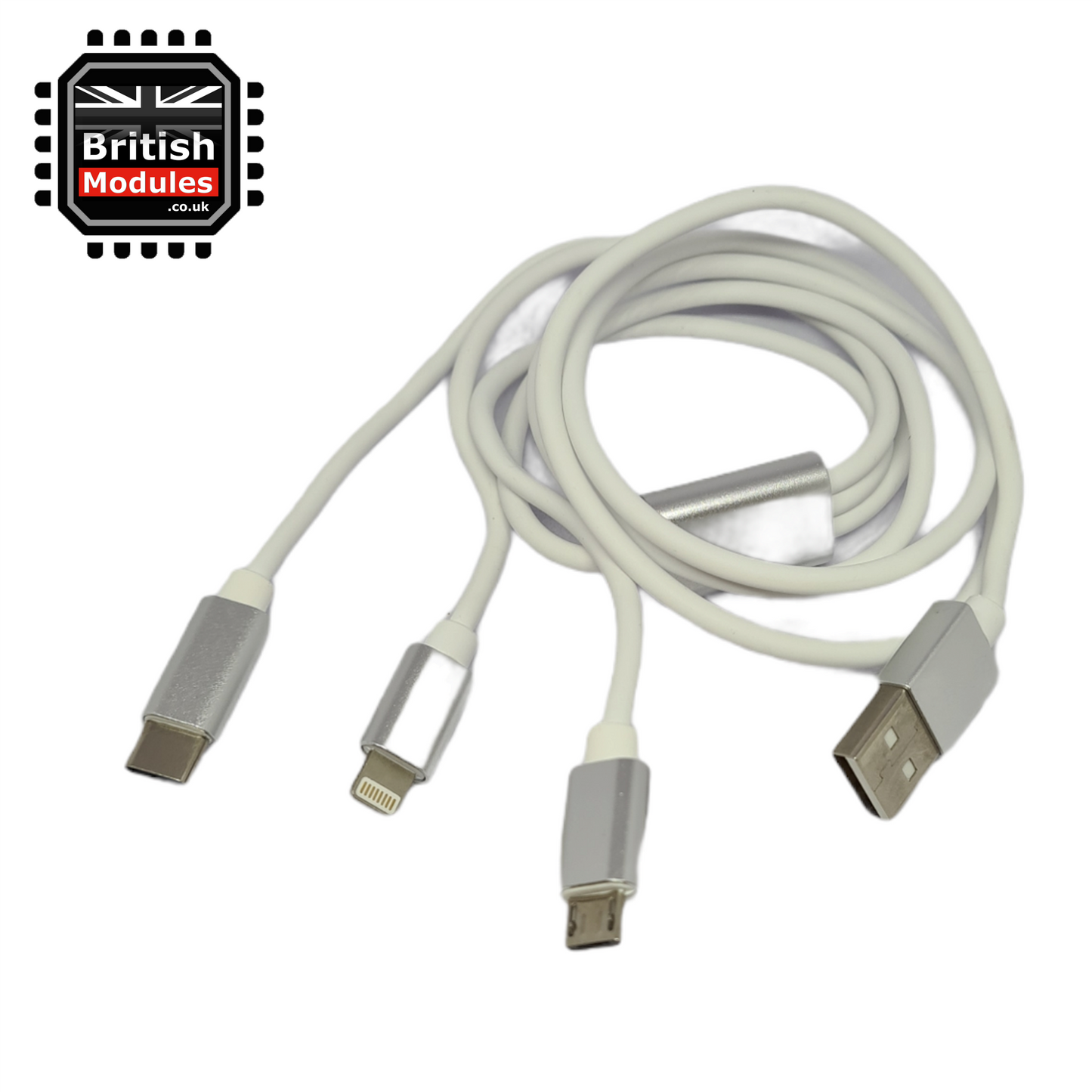 3 in 1 Multi Charging Cable Micro USB Type C Apple Lightning Multi Connector Universal iPhone Android Samsung Galaxy OnePlus Huawei Xiaomi Honor Sony