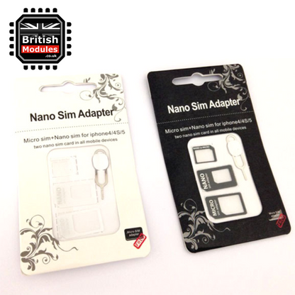 4 in 1 Nano Micro SIM Card Adapter Converter Eject Pin Set for iPhone Samsung