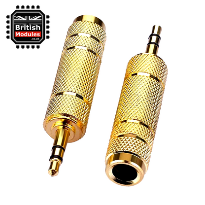 6.35mm Female to 3.5mm Male Stereo Audio Adapter Converter Gold Plated Headphone