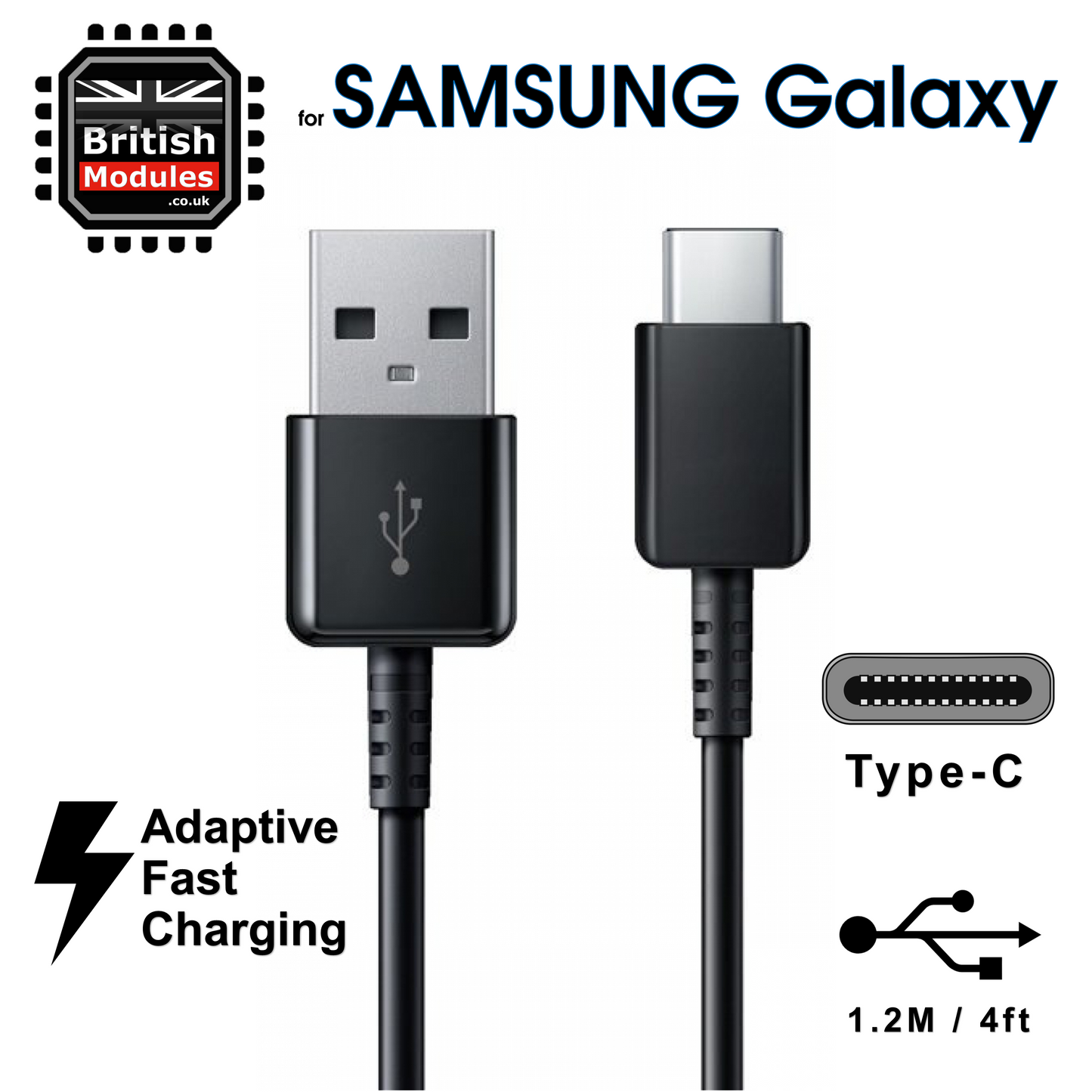 Genuine Samsung Galaxy S8 S9 Plus S10 Fast Adaptive Charger Mains Plug and USB Type C Charge & Sync Cable