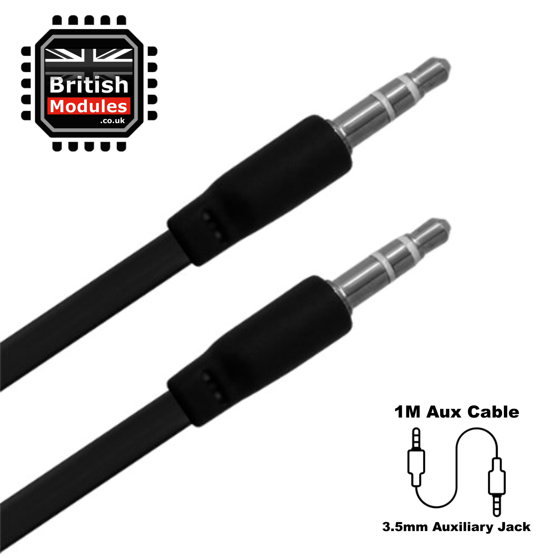 Auxiliary Cable 1M Aux Audio Cable 3.5mm Jack Male Stereo Lead for Car –  British Modules