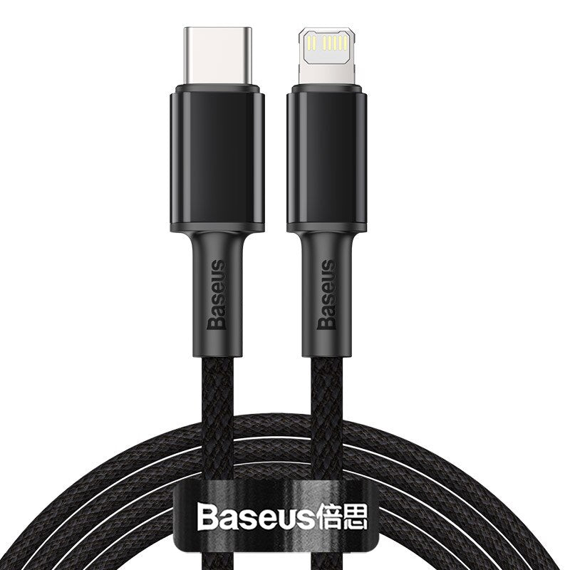 2M Black Heavy Duty Braided iPhone Fast Charging Data Cable Type-C to Lightning PD 20W