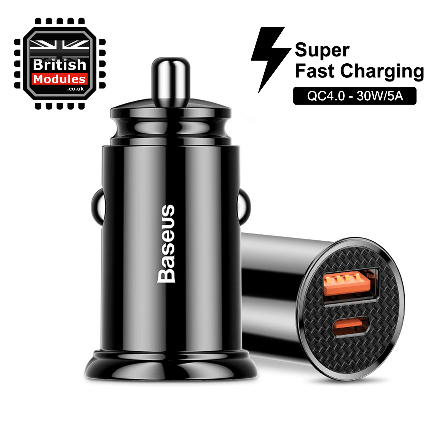 Baseus 30W QC4.0 Mini USB C Super Fast Charging Car Charger for Samsung Galaxy S22 / iPhone 13 Pro Max