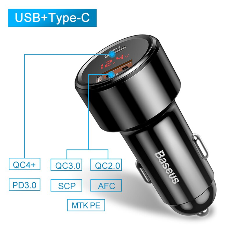 Baseus 45W 6A USB-C Super Fast Charging Car Charger for Samsung Galaxy S22 / iPhone 13 Pro