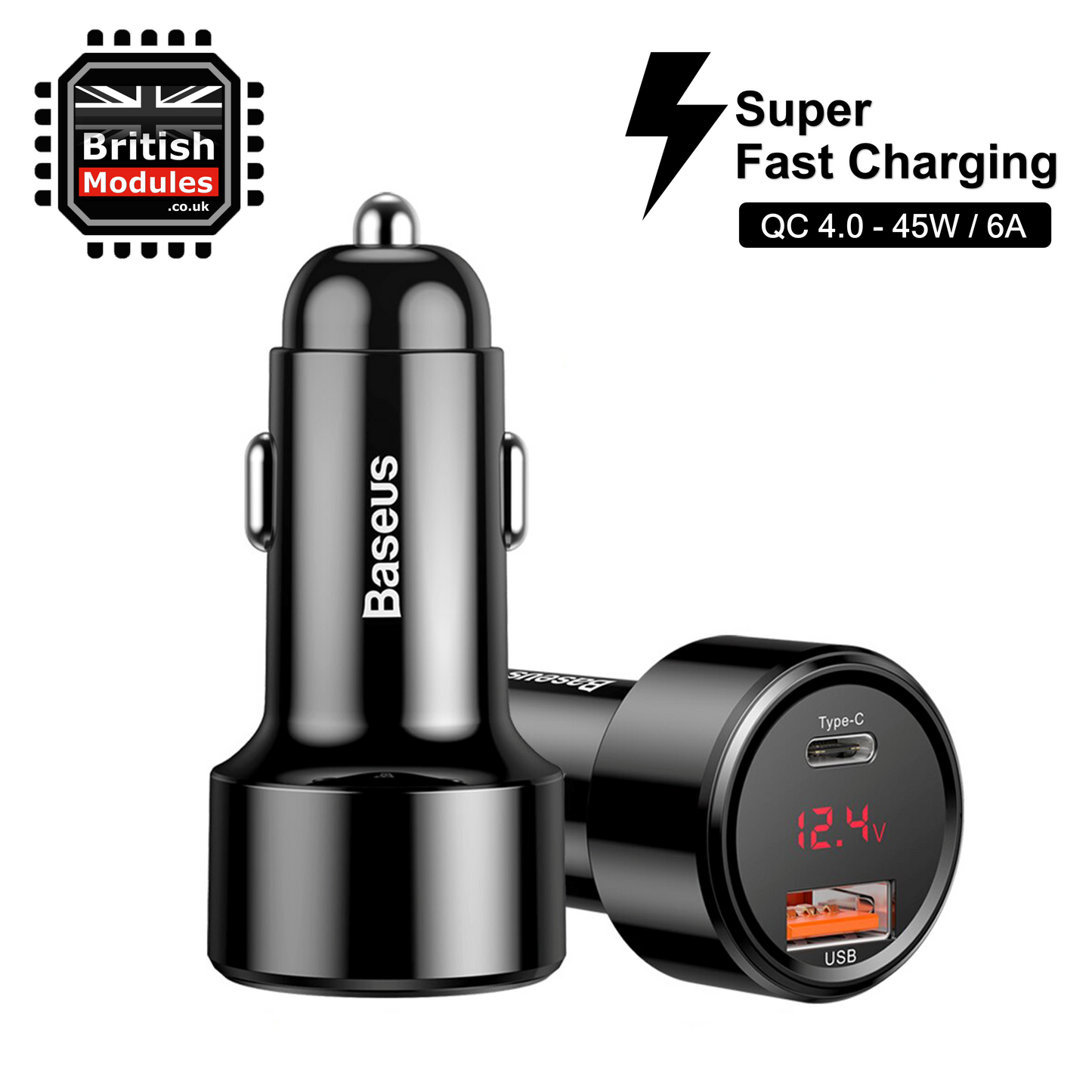 Baseus 45W 6A USB-C Super Fast Charging Car Charger for Samsung Galaxy S22 / iPhone 13 Pro