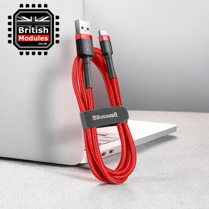 2M Baseus Braided USB Type C QC3.0 Fast Charging Cable Cord 3A Quick Charger Red
