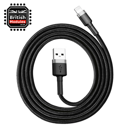 2M Heavy Duty Braided iPhone Lightning Cable 2.4A Fast Charging USB Data Cord for iPhone X, XS, XR, XS Max by Baseus Grey