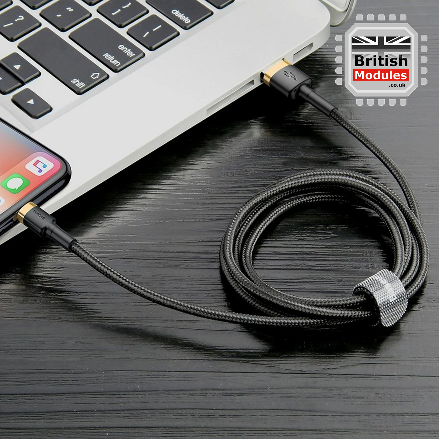 2M Heavy Duty Braided iPhone Lightning Cable 2.4A Fast Charging USB Data Cord for iPhone X, XS, XR, XS Max by Baseus Mix