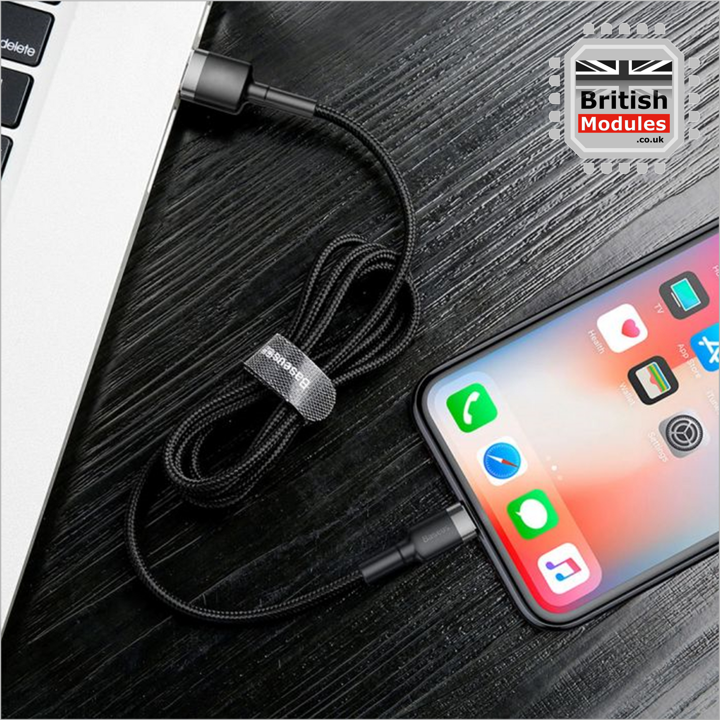 2M Heavy Duty Braided iPhone Lightning Cable 2.4A Fast Charging USB Data Cord for iPhone X, XS, XR, XS Max by Baseus Mix