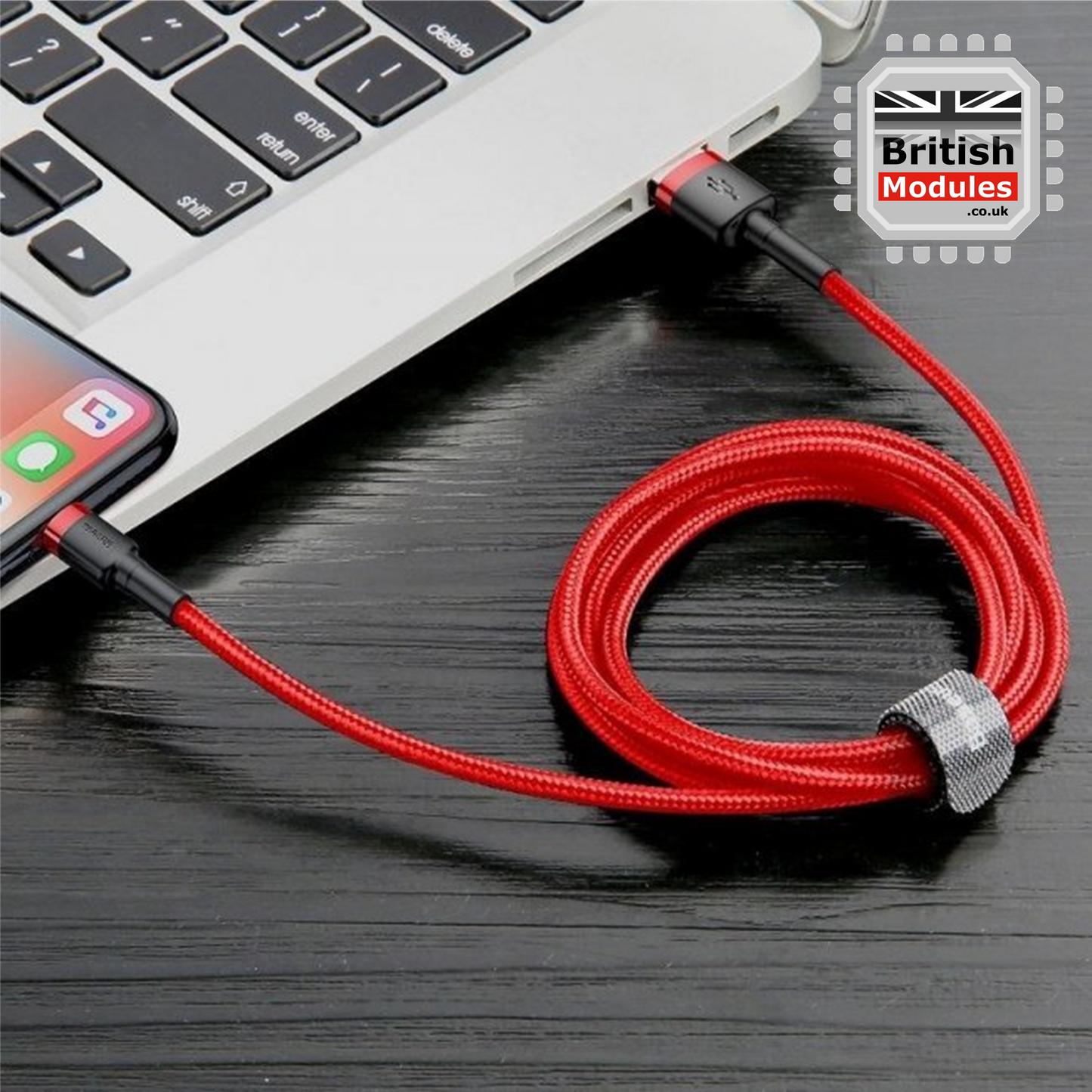 2M Heavy Duty Braided iPhone Lightning Cable 2.4A Fast Charging USB Data Cord for iPhone X, XS, XR, XS Max by Baseus Mix