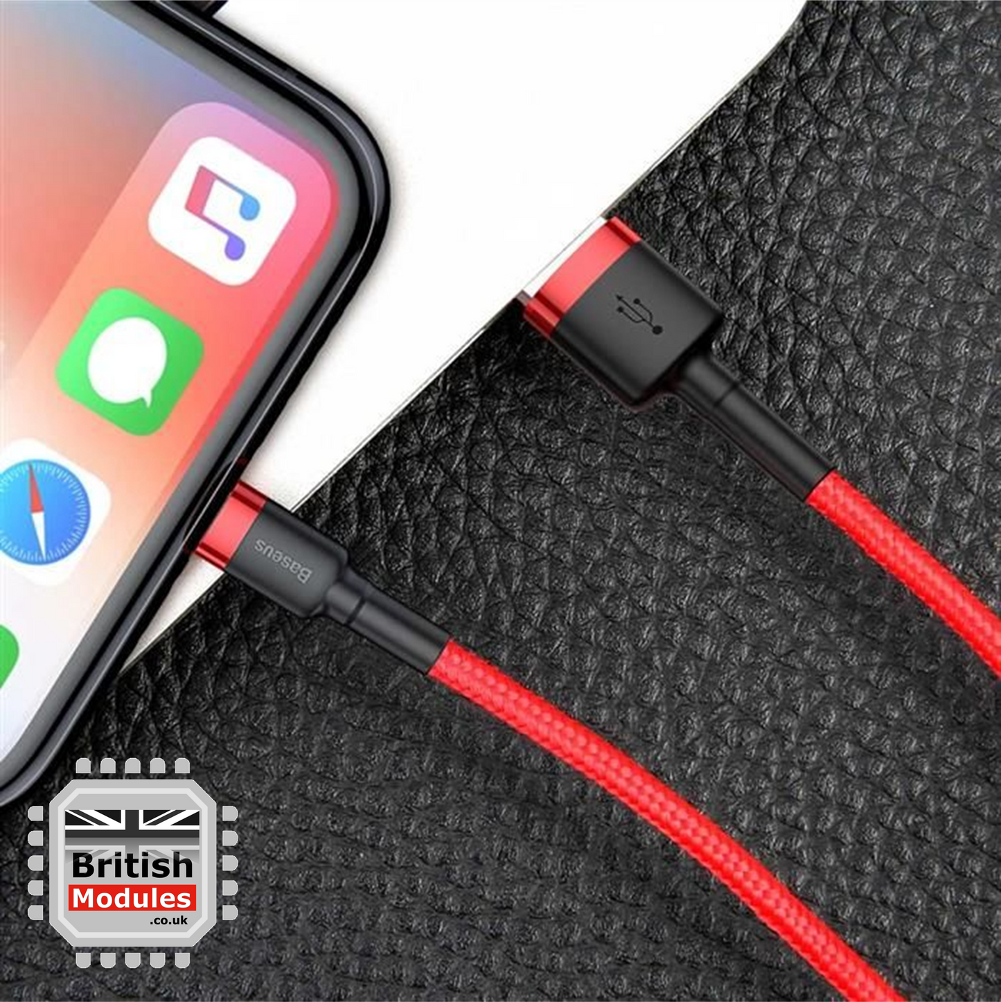 2M Heavy Duty Braided iPhone Lightning Cable 2.4A Fast Charging USB Data Cord for iPhone X, XS, XR, XS Max by Baseus Mix