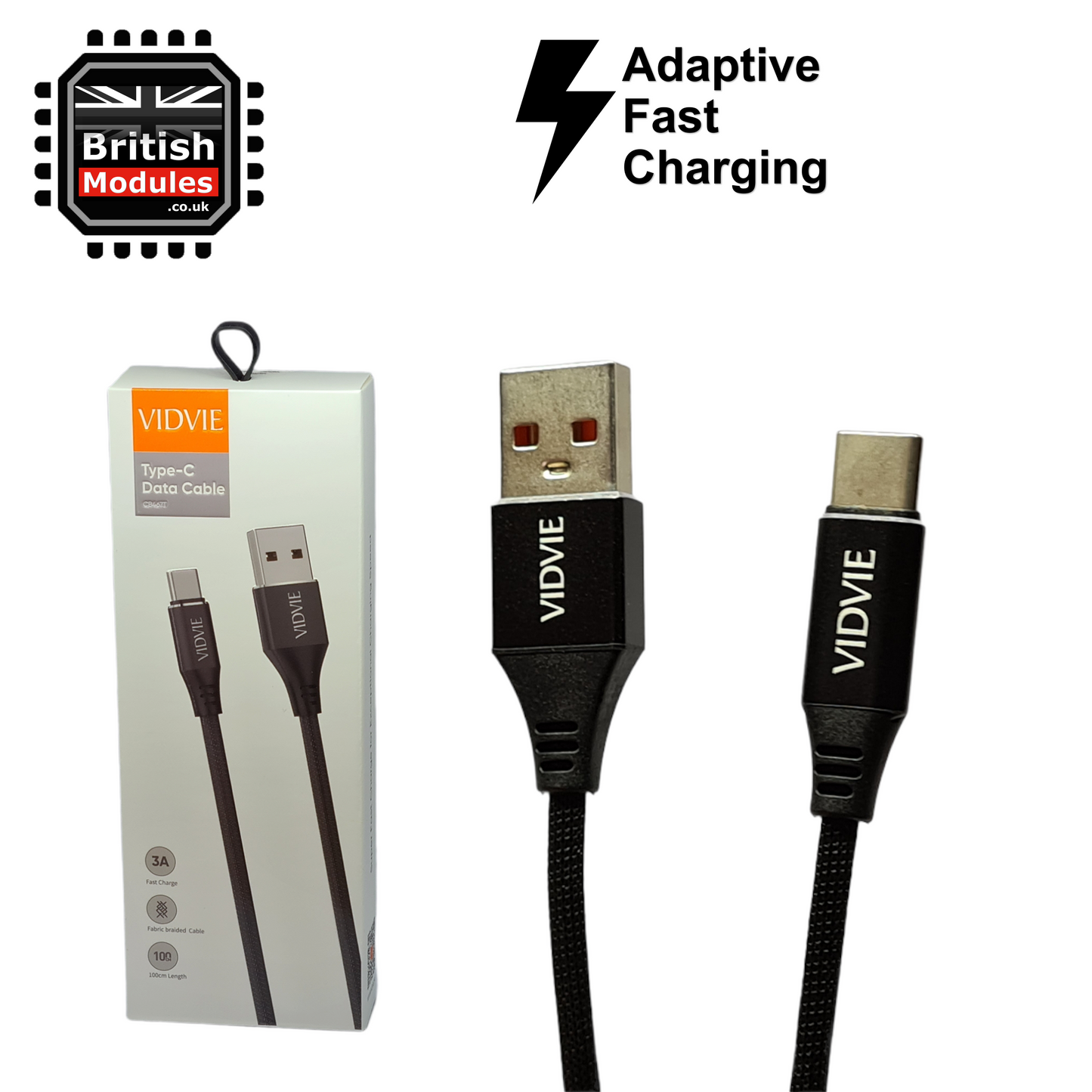 Premium Braided USB-C Type C Charging Cable Adaptive Fast Phone Charger Lead by VidVie