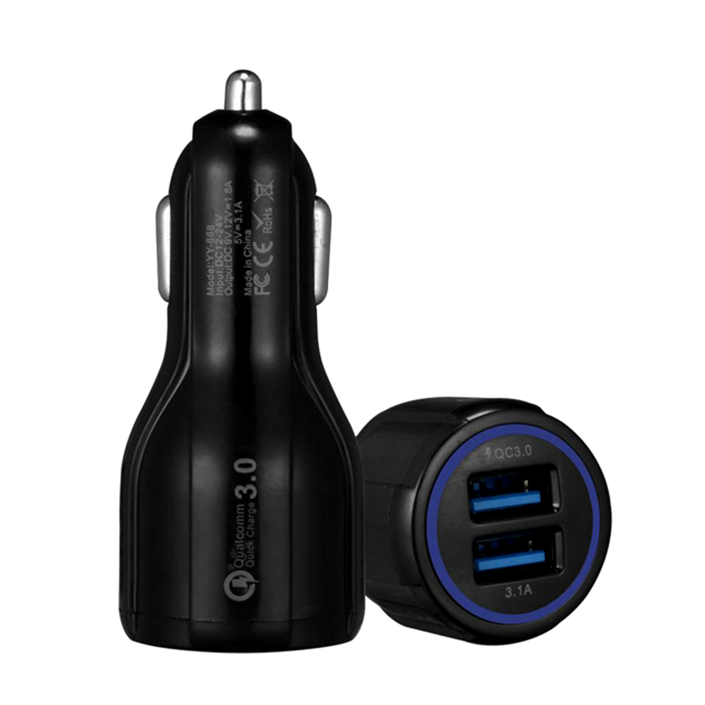 Dual Car Charger Universal Fast Charging Double USB Port Adapter QC 3.0 12v 24v