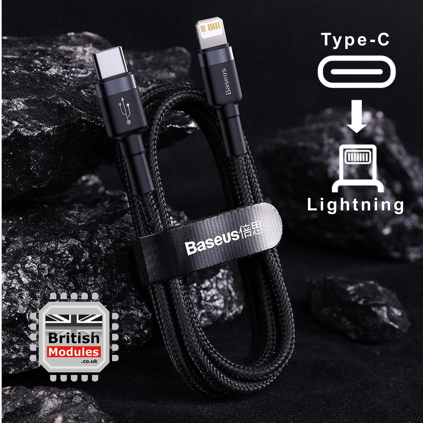 2M Grey Heavy Duty Braided iPhone Fast Charging Data USB C to Lightning Cable PD 20W