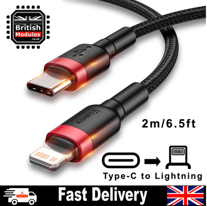2M Heavy Duty Braided iPhone Fast Charging Data USB C to Lightning Cable PD 20W