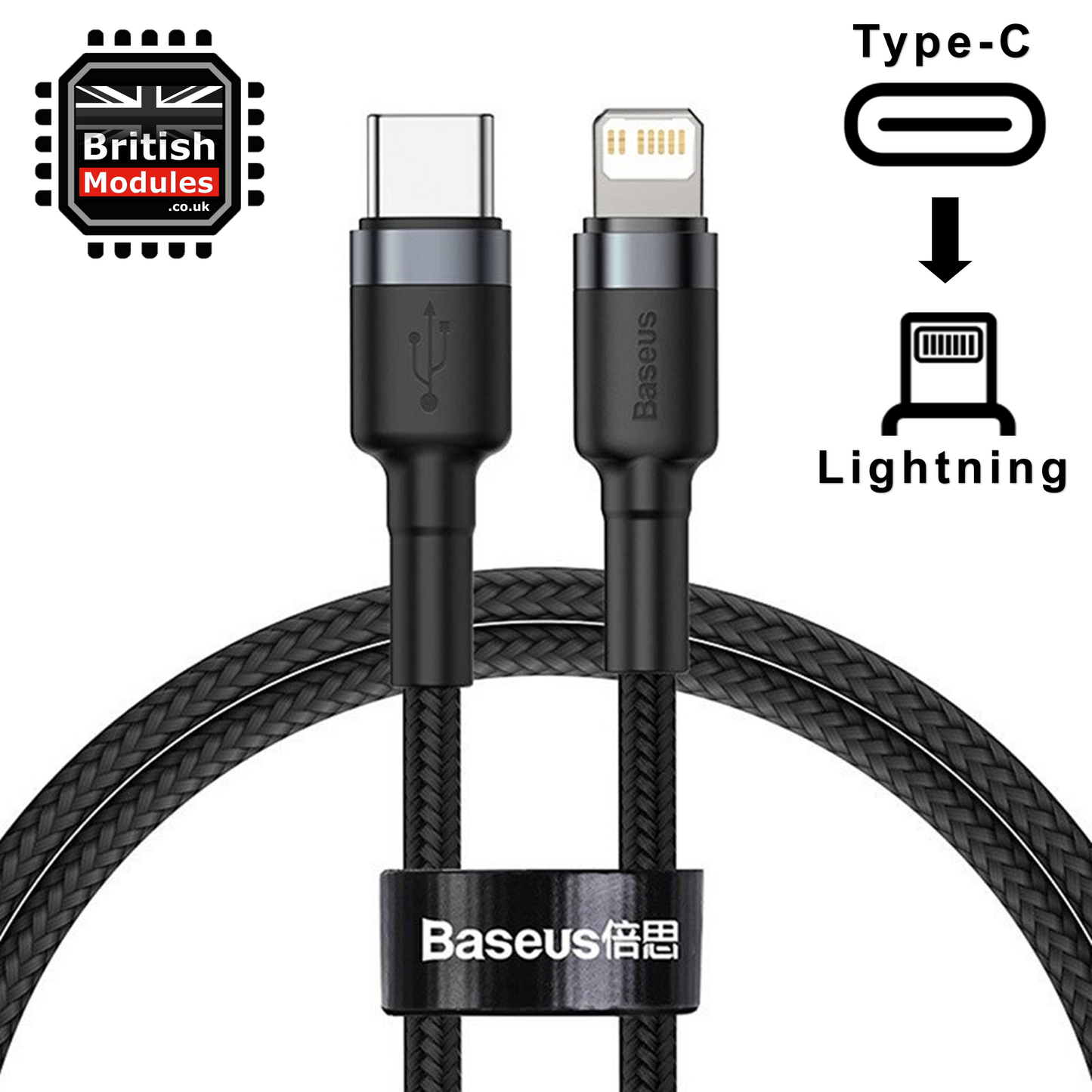 2M Grey Heavy Duty Braided Apple iPhone Fast Charging Data USB C to Lightning Cable PD 20W