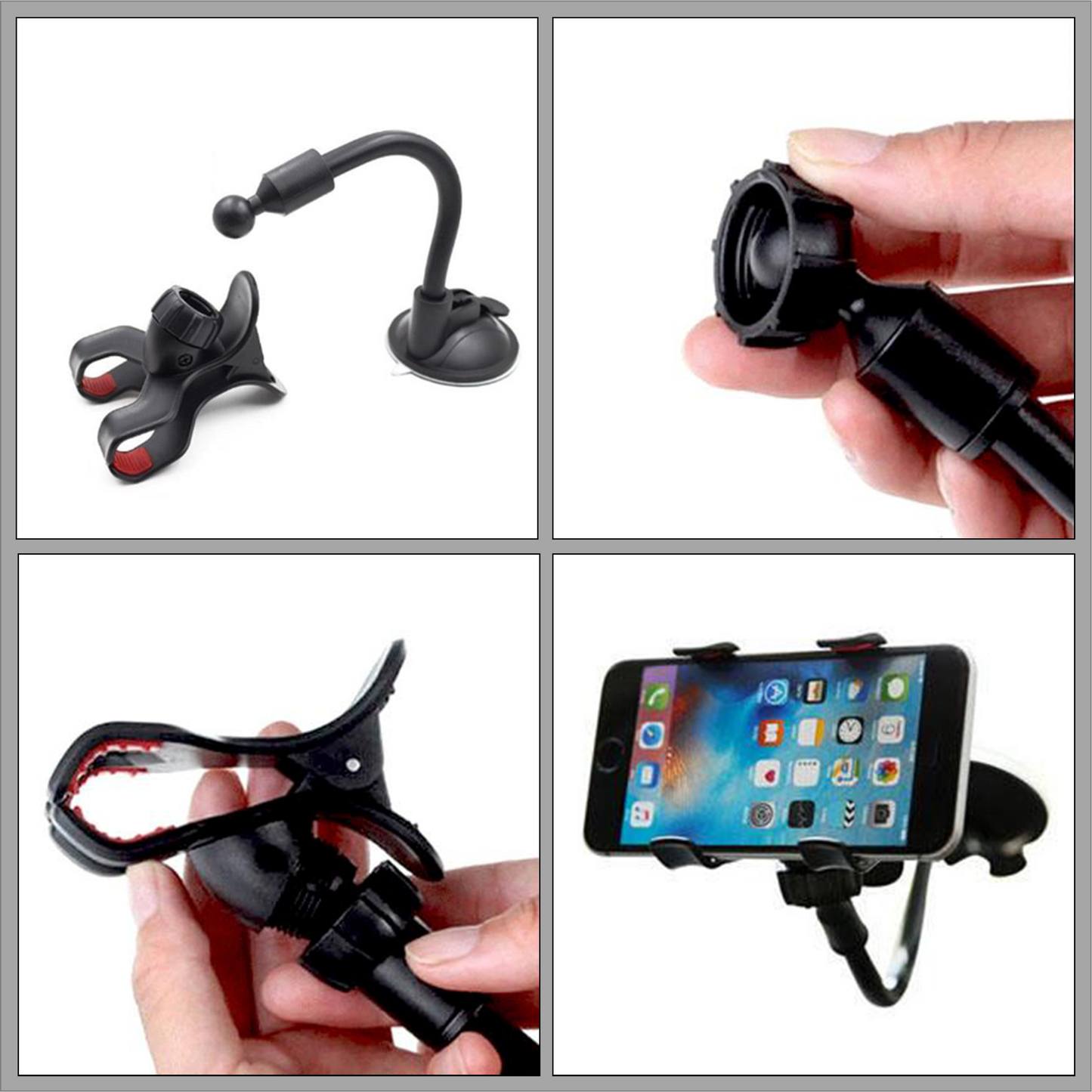 Car Mobile Phone Holder Windshield Phone Mount 360 Universal Stand Clamping Clip