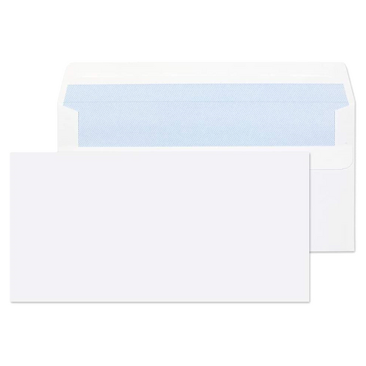 DL Self Seal Envelopes Wallet White 100gsm (110mm x 220mm) Pack of 10