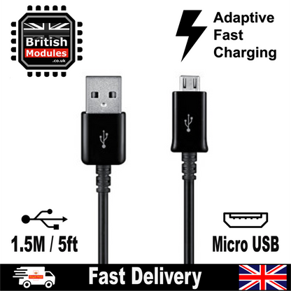 Genuine Samsung 1.5M Micro USB Charging Data Cable for Galaxy S7, S7 Edge, S6, S5, S4, Note 5, Note 4 Tab Black 5-Feet ECB-DU4EBE
