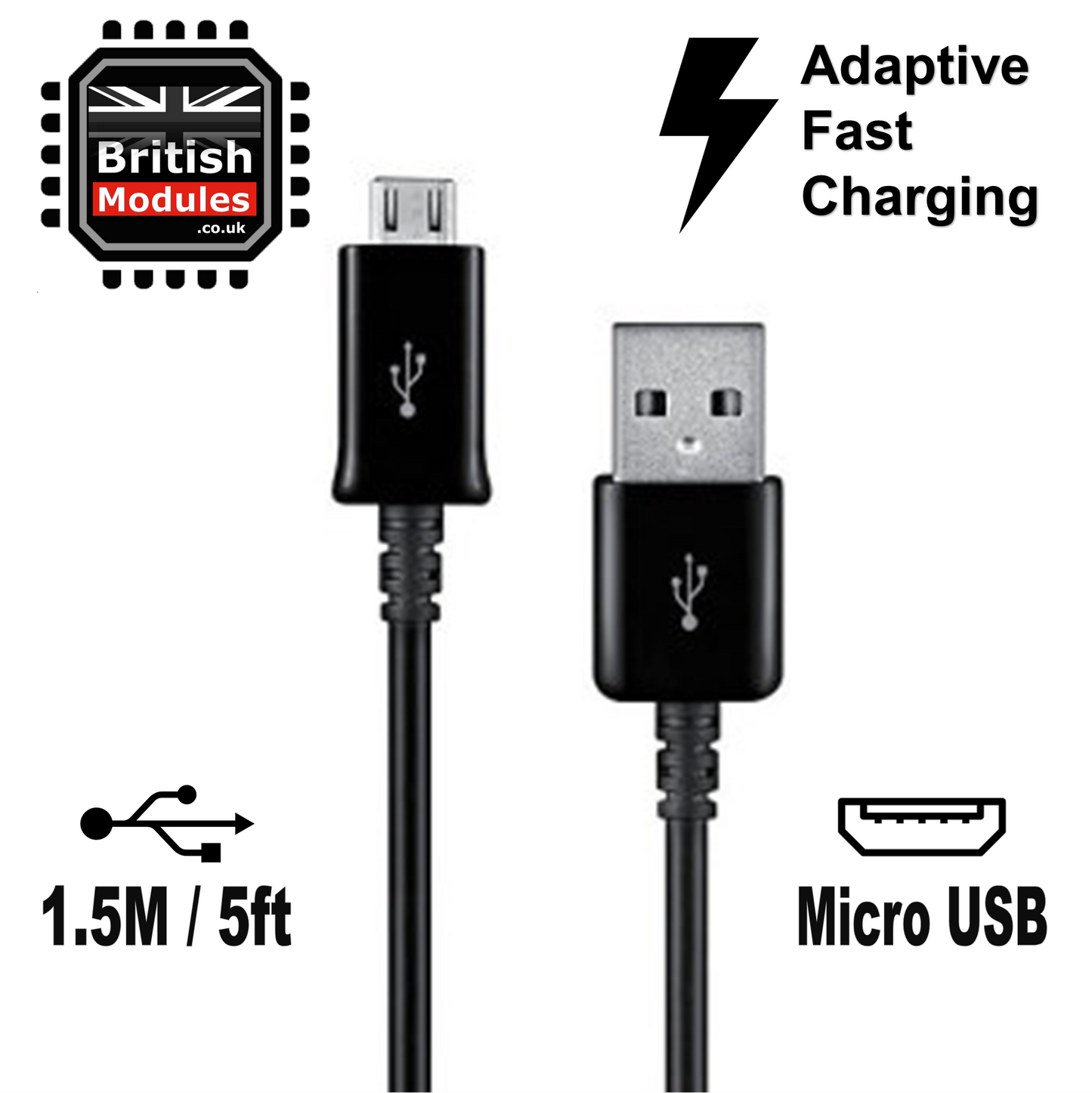 Genuine Samsung 1.5M Micro USB Charging Data Cable for Galaxy S7, S7 Edge, S6, S5, S4, Note 5, Note 4 Tab Black 5-Feet ECB-DU4EBE