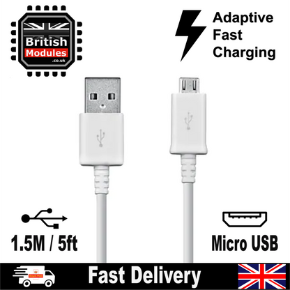 Genuine Samsung 1.5m Micro USB Charging Data Cable for Samsung Galaxy S7, S6, S4, Note 4, Note 5 White ECB-DU4EWE