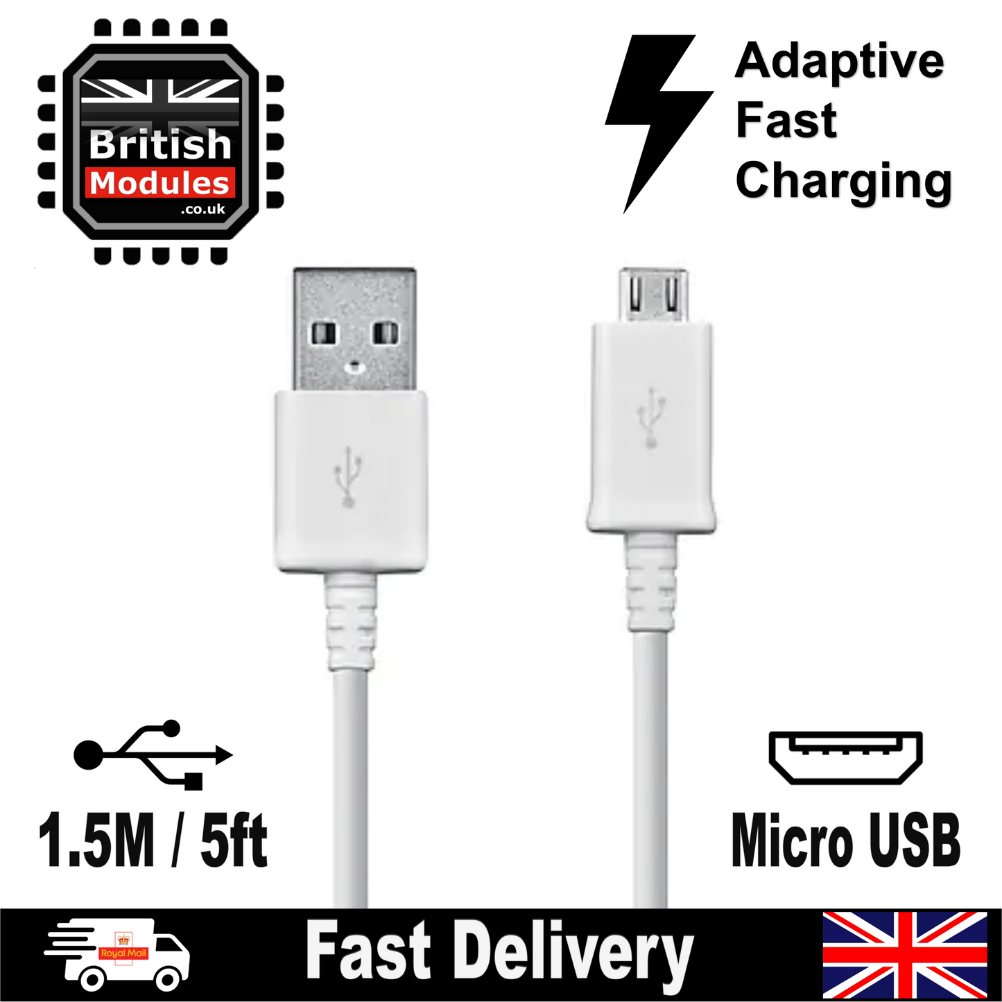 Official Samsung Micro USB Data Charger Cable for Samsung Galaxy S7, S6, S5, S4, S3, Note 4, Note 5 ECB-DU4 1.5M