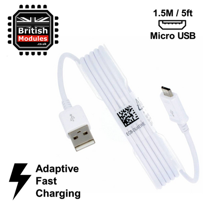 Samsung Galaxy S7 Edge, S6, S5, Note 4, Note 5 Fast Charger Micro USB Data Cable Lead White ECB-DU4EWE