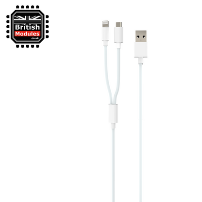 Fast Charging 2 in 1 Multi Charging Cable USB Type C & Apple Lightning Connector Universal for iPhone iPad Android Samsung Galaxy Pixel OnePlus Sony