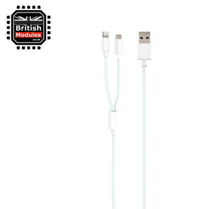 Fast Charging 2 in 1 Multi Charging Cable USB Type C & Apple Lightning Connector Universal for iPhone iPad Android Samsung Galaxy Pixel OnePlus Sony