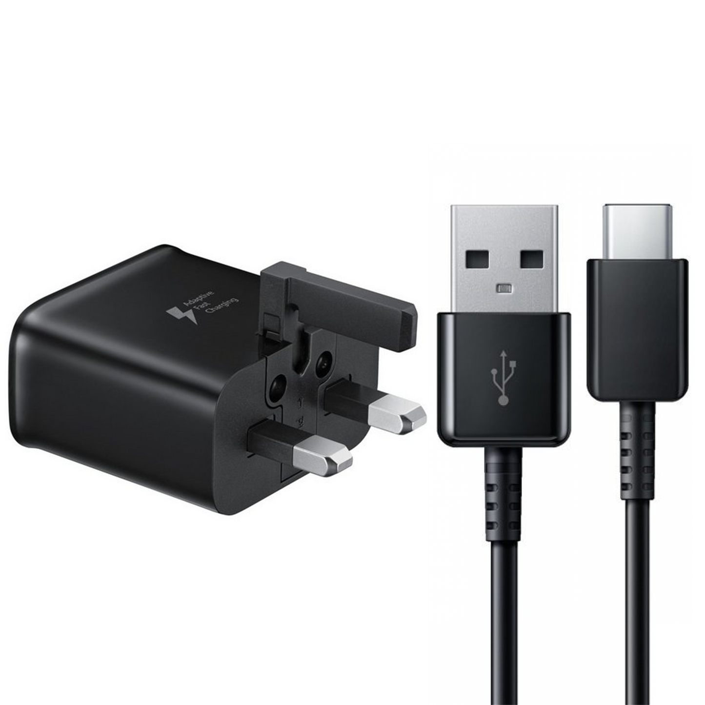 Genuine Samsung Galaxy S8 S9 Plus S10 Fast Adaptive Charger Mains Plug and USB Type C Charge & Sync Cable