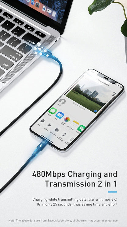 2M Blue Heavy Duty Braided iPhone Fast Charging Data USB C to Lightning Cable PD 20W