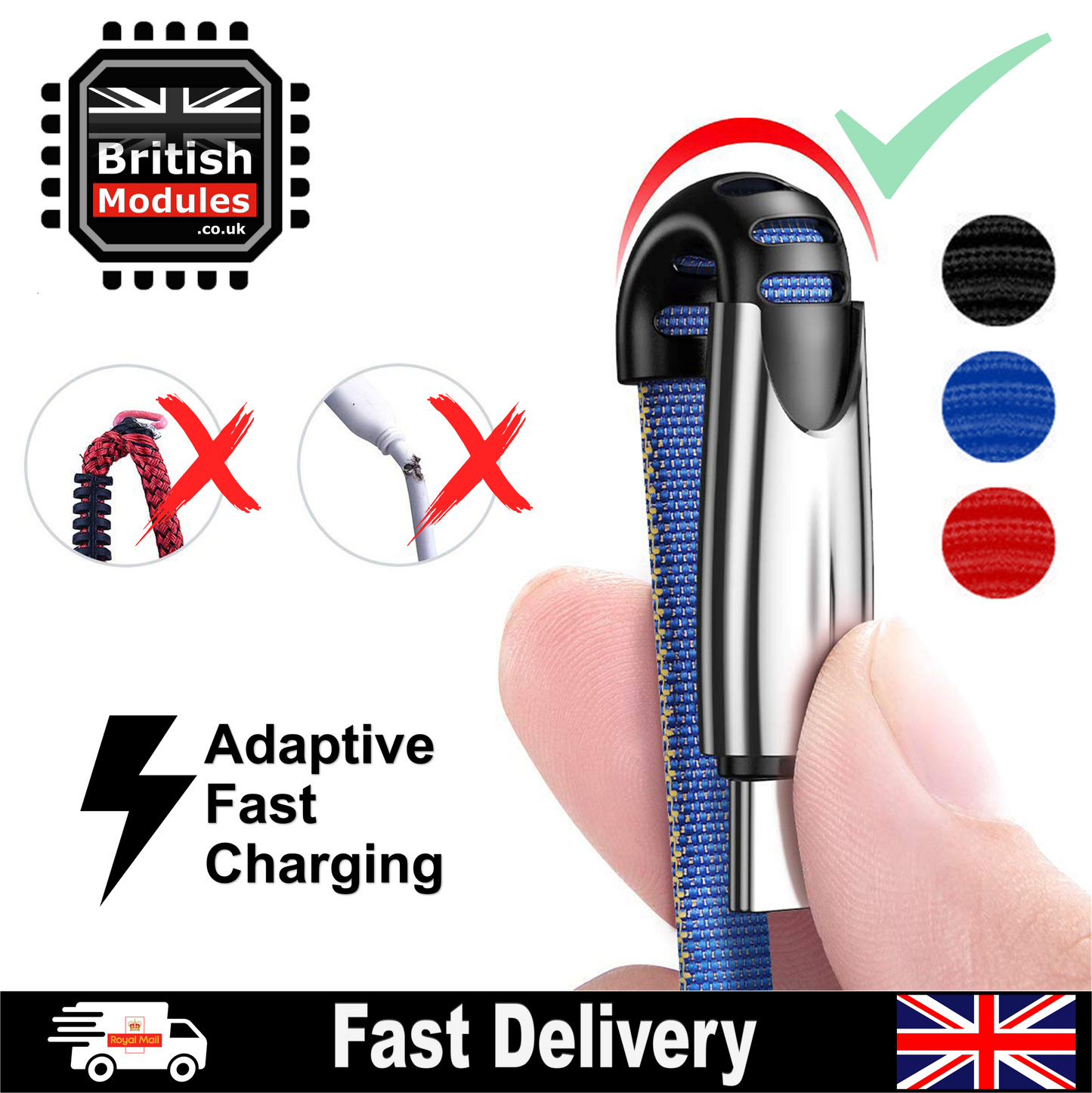 Heavy Duty Braided Type-C USB 3.0 Fast Charging Cable 3A Quick Charger Data Sync