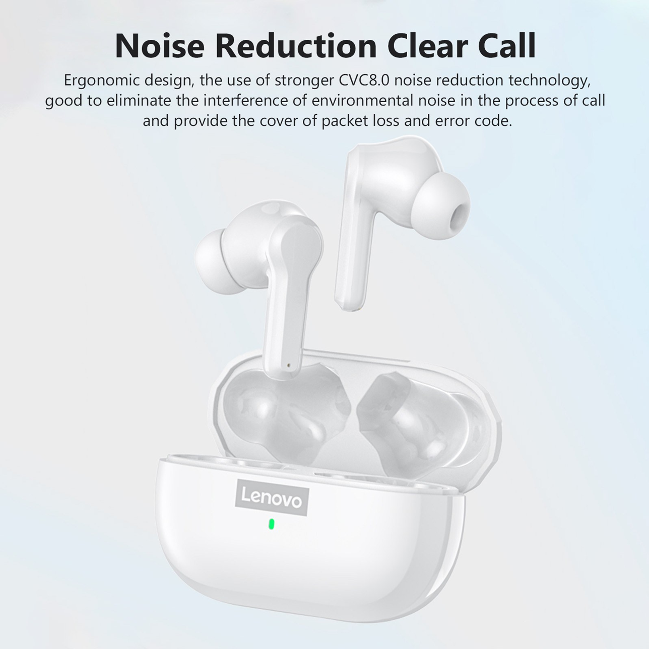 Lenovo LP1s Pro Wireless Earbuds 5.0 TWS HIFI Stereo Noise Cancellation Headset Bluetooth Earphone for Apple iPhone, Android, Samsung
