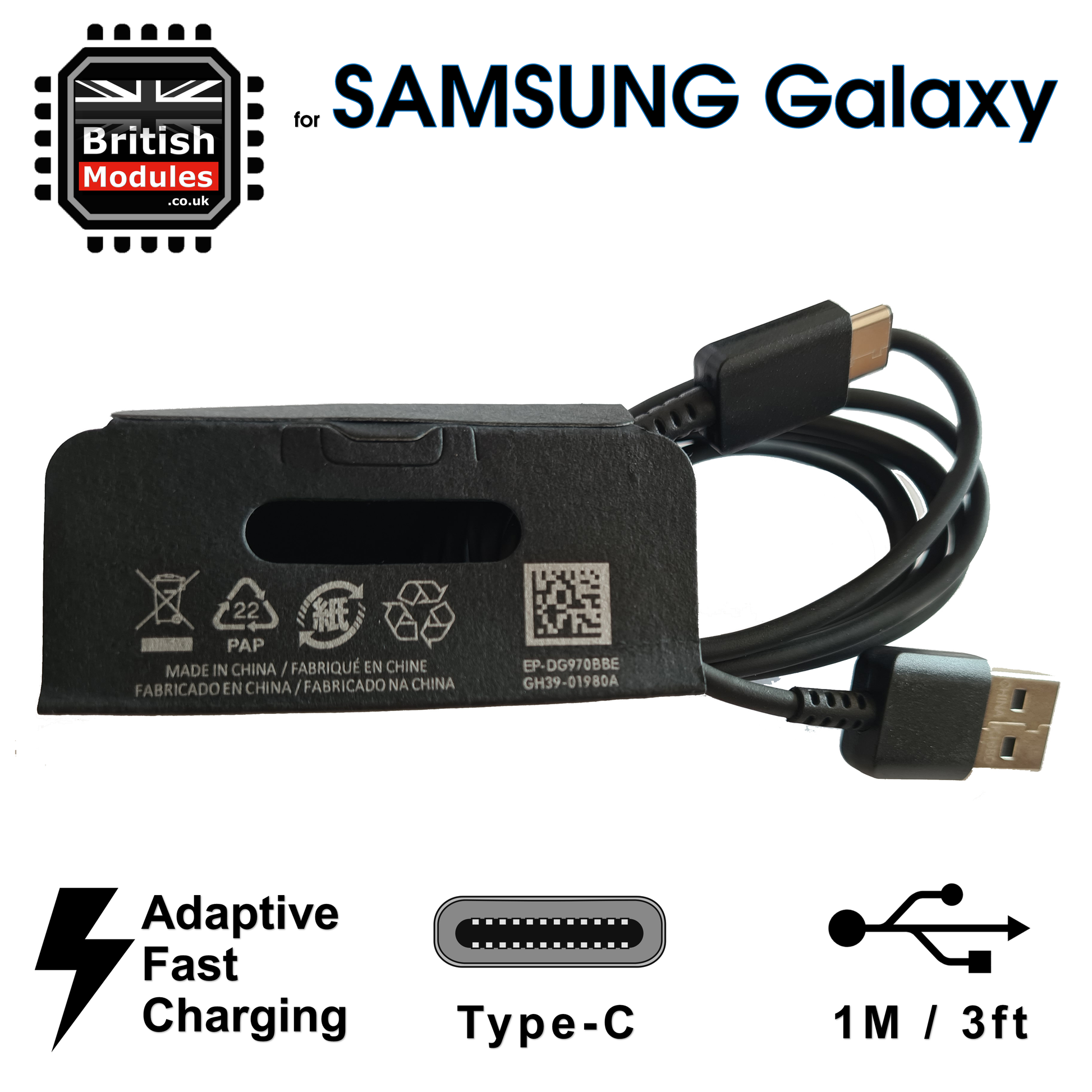 Official Samsung Galaxy USB-C A30 Fast Charging Cable - 1.2m - Black