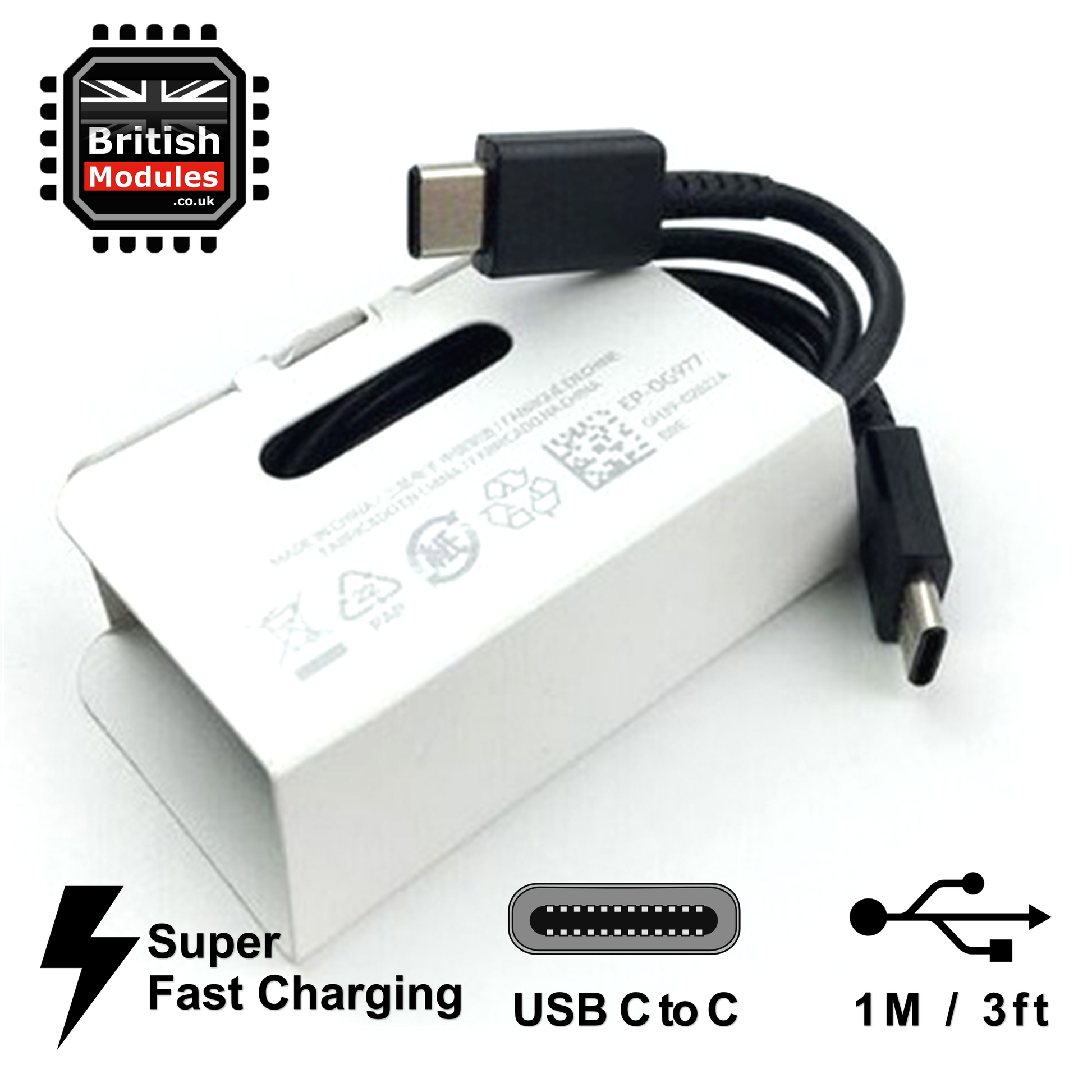 Samsung - Câble USB-C vers USB-C Charge rapide 1 mètre D'origine Samsung  EP-DG977BWE Noir - Câble antenne - Rue du Commerce