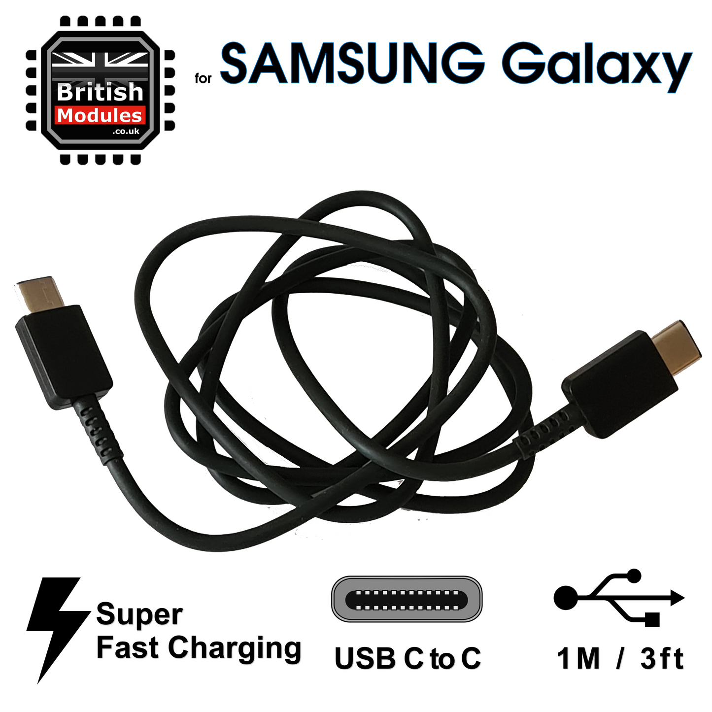Samsung EP-DG977BBE Data Super Fast Charging Cable USB Type-C to USB-C for Galaxy Note10 Note20 Ultra 5G FE S20 S21 S22 Black